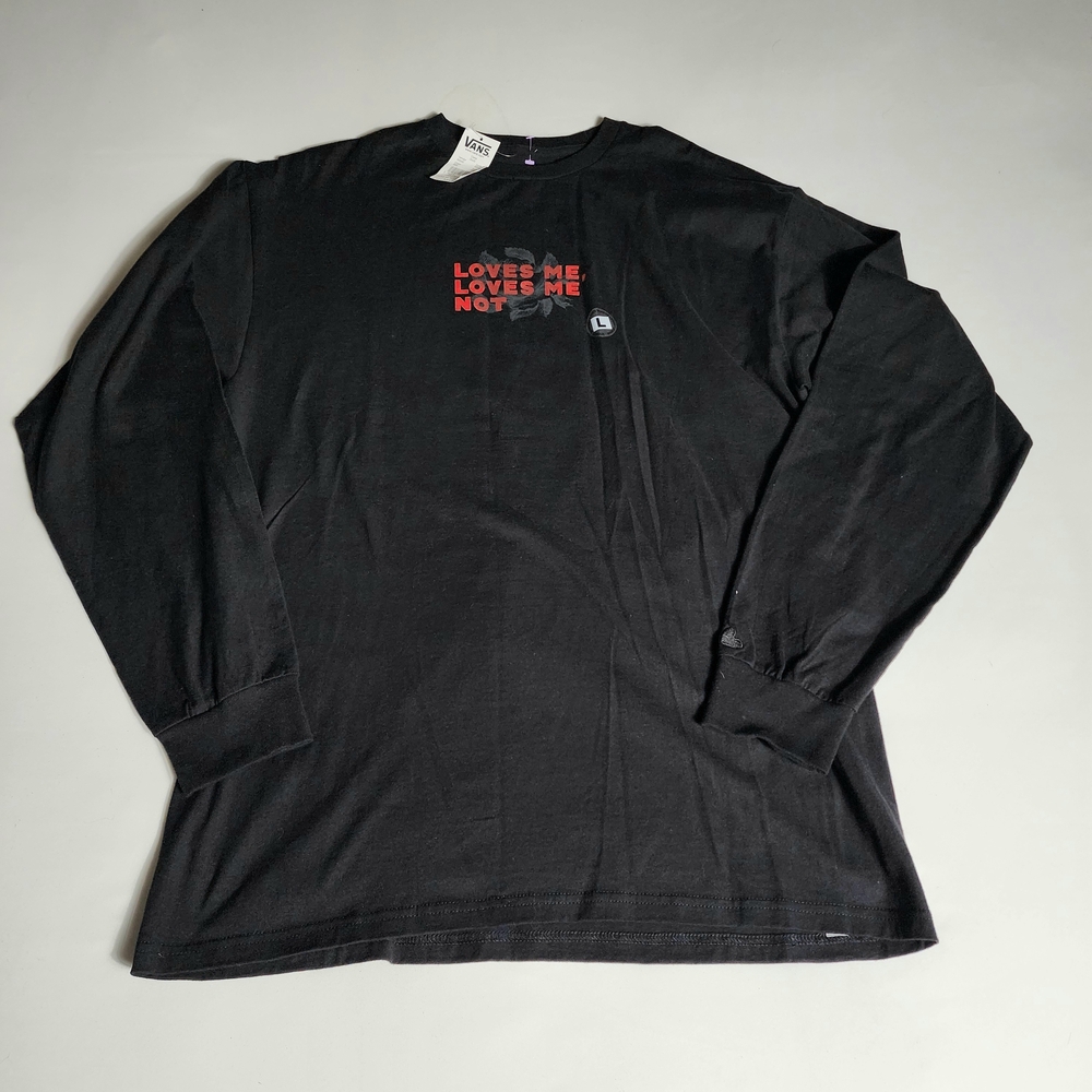 Vans Off The Wall LOVES ME  NOT Longsleeve Black Shirt Men's L NWT